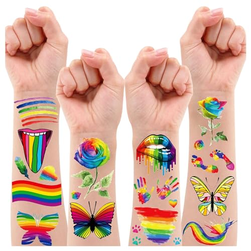 Leesgel Tattoo Kinder Regenbogen Deko Kindergeburtstag, 5 Blatt Rainbow Temporäre Tattoos Regenbogen Aufkleber, Regenbogen Pride Deko Spielzeug Mitgebsel Kindergeburtstag Gastgeschenke Stempel Kinder Leesgel Tattoo Kinder Regenbogen Deko Kindergeburtstag, 5 Blatt Rainbow Temporäre Tattoos Regenbogen Aufkleber, Regenbogen Pride Deko Spielzeug Mitgebsel Kindergeburtstag Gastgeschenke Stempel Kinder von Leesgel