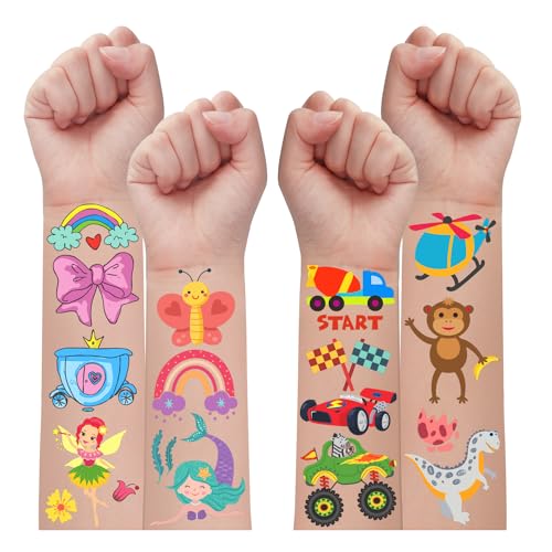 Leesgel Tattoo Sticker Kinder, 220 Stück Mixed Patterns - Dinosaurier/Meerjungfrau/Außenraum Tattoos Aufkleber für Kinder Party Gadgets, Kindergeburtstag Gastgeschenke Kleine Geschenke für Kinder von Leesgel