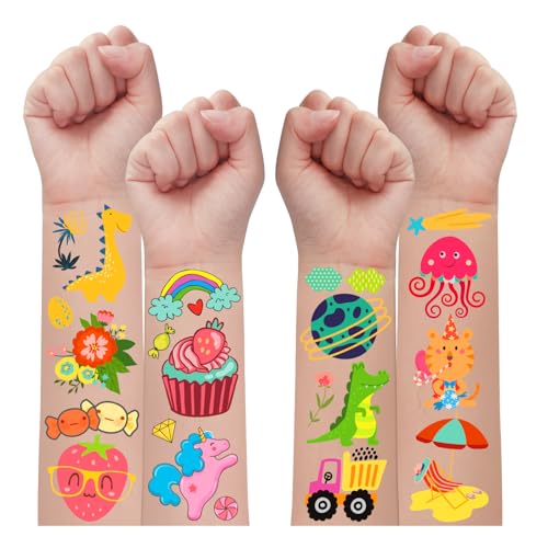 Leesgel Tattoo für Kinder Kinderge Burtstag Gastgeschenke, Temporäre Tattoos Aufkleber Kinder Hautfreundlich, Party Deko Spielzeug Geschenke Set für Jungen Mädchen (168 Stück) von Leesgel