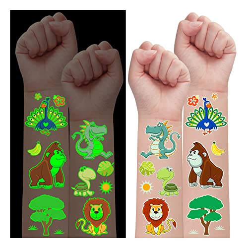 Leesgel Tier Tattoo Kinder Jungen, 112 Stile Leucht Kindertattoos Aufkleber Kinder Tattoo Sticker, Safari Geburtstagsdeko Jungen Dschungel Deko Mitgebsel Kindergeburtstag Gastgeschenke Tiere Spielzeug von Leesgel