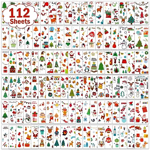 Leesgel Weihnachts Tattoo Kinder 112 Blätter, 1068 Stück Weihnachten Kinder Tattoo Weihnachtstattoos Temporäre Tattoos Aufkleber Weihnachts Deko, Weihnachtsgeschenke Weihnachtsdeko Nikolaus Geschenke von Leesgel