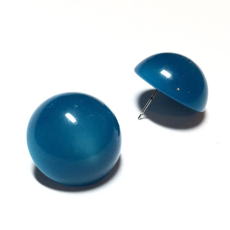 Aqua Blau Moonglow Retro Knopf Ohrstecker von Leetie