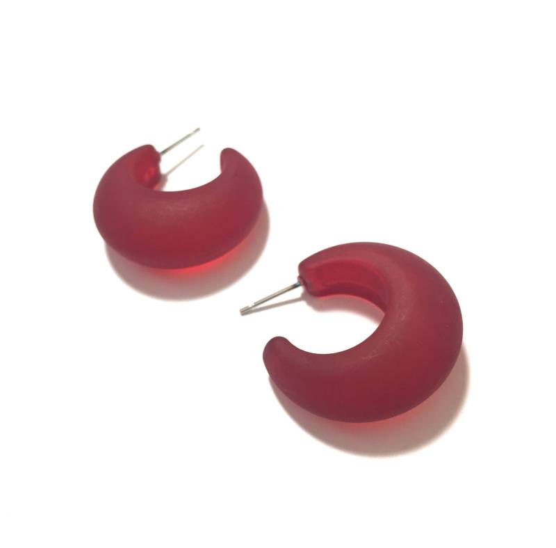 Kirschrot Mattierte Grobstrick Schneckenhaus Creolen von Leetie