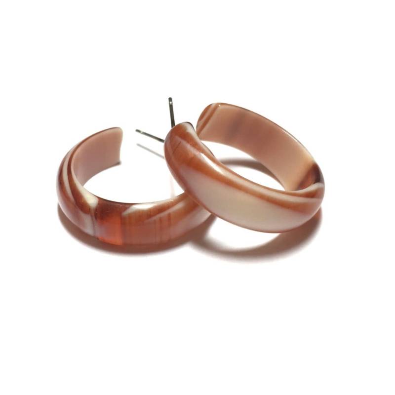 Schildkröte Creolen | Braun Achat Marmorierte Lucite Antik von Leetie