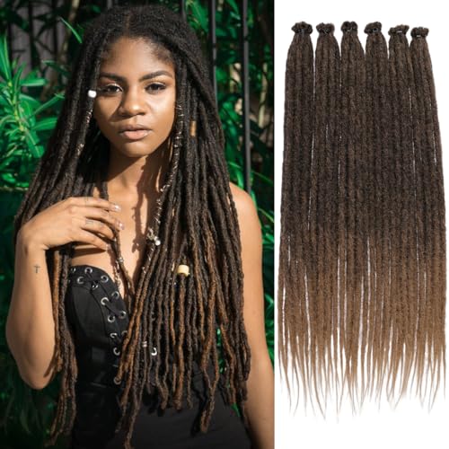 Leeven 18 Inch Ombre Dreadlock Extensions 20 Strands Reggae Braid Locs Synthetic Thin Dreadlock Extension for Woman/Man Hippie Single Ended Dreads /T27# von Leeven