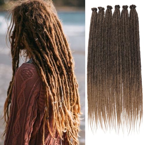 Leeven 18 Zoll Ombre Dreadlock Extensions 40 Strands Reggae Braid Locs Synthetic Thin Dreadlock Extension for Woman/Man Hippie Single Ended Dreads /T27# von Leeven