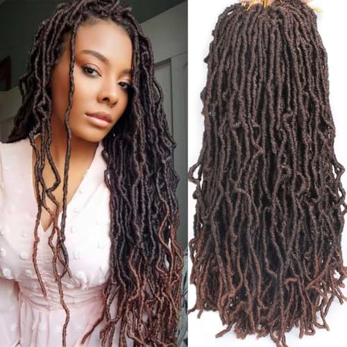 Leeven 24 Zoll Omber Soft Locs Hair 7 Packs Pre-looped Long New Faux Locs Crochet Braids Hair Messy Distressed New Soft Locs Crochet Hair For Women T30# von Leeven