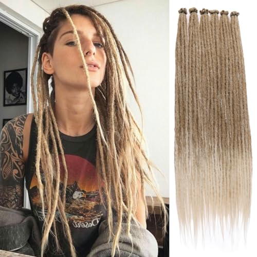 Leeven 24 Zoll Ombre Blonde Dreadlock Extension 10 Strands Hippie Single Ended Dreads Synthetic Thin Dreadlock for Woman Handmade Soft Dreads Hair Extensions /27613# von Leeven