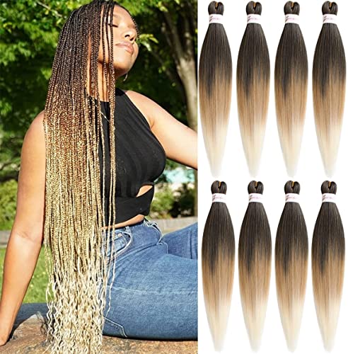 Leeven 30 Inch Pre Stretched Braiding Hair Extension for Woman 8 Packs EZ Braids Yaki Hot Water Setting Kanekalon Hair for Braiding Pre Stretched Ombre Braiding Hair /20 Inch 1B27613# von Leeven