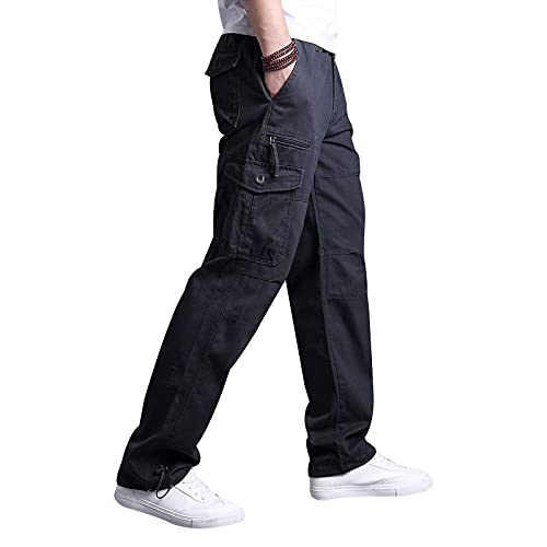 Leezepro Cargohose Herren Tactical Hose Cargo Hose Multi Taschen Casual Freizeit Hose(M,Grau) von Leezepro