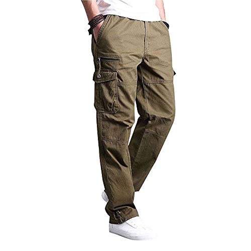 Leezepro Cargohose Herren Tactical Hose Cargo Hose Multi Taschen Casual Freizeit Hose(M,Grün) von Leezepro