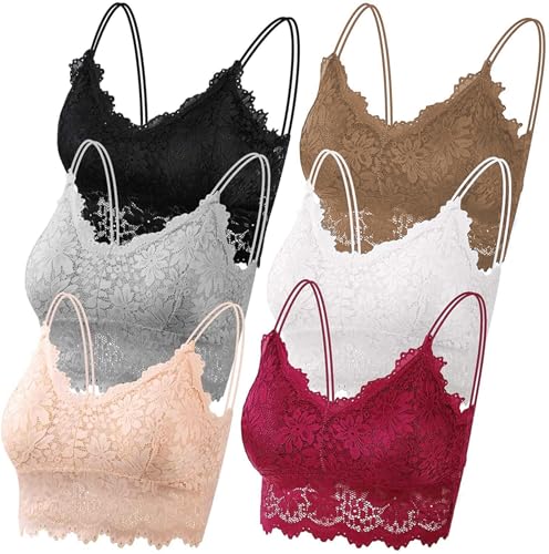 Leezepro Damen BH 6er Pack Ohne Bügel Push up Crop Top Sexy Bustier Spitze BH Set Sport BH für Alltag Yoga Fitness Leezepro Damen BH 6er Pack Ohne Bügel Push up Crop Top Sexy Bustier Spitze BH Set Sport BH für Alltag Yoga Fitness von Leezepro