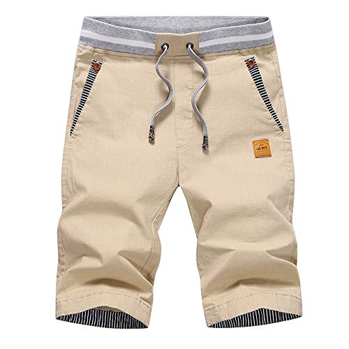 Leezepro Herren Shorts Bermuda Shorts Chino Shorts Herren Shorts Casual Männer Shorts Bermuda Shorts Chino Shorts Casual Männer Shorts(S,Khaki) von Leezepro