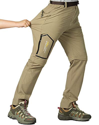 Leezepro Outdoorhose Herren Zwei Teile zerlegbar Leicht mit Gürtel Sonnenschutz Schnell Trocknende Wanderhose Funktionshose Schwarz(M,Khaki) von Leezepro