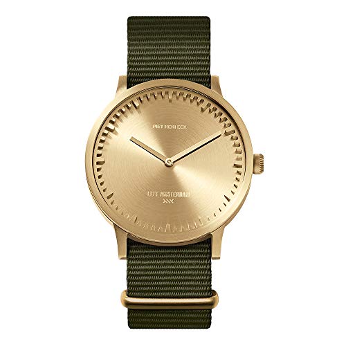 LEFF amsterdam - T40 - Armbanduhr - Gehäuse aus Messing - Grünes Nylon Armband - Ø 40mm - Quarzuhrwerk LEFF amsterdam - T40 - Armbanduhr - Gehäuse aus Messing - Grünes Nylon Armband - Ø 40mm - Quarzuhrwerk von Leff Amsterdam