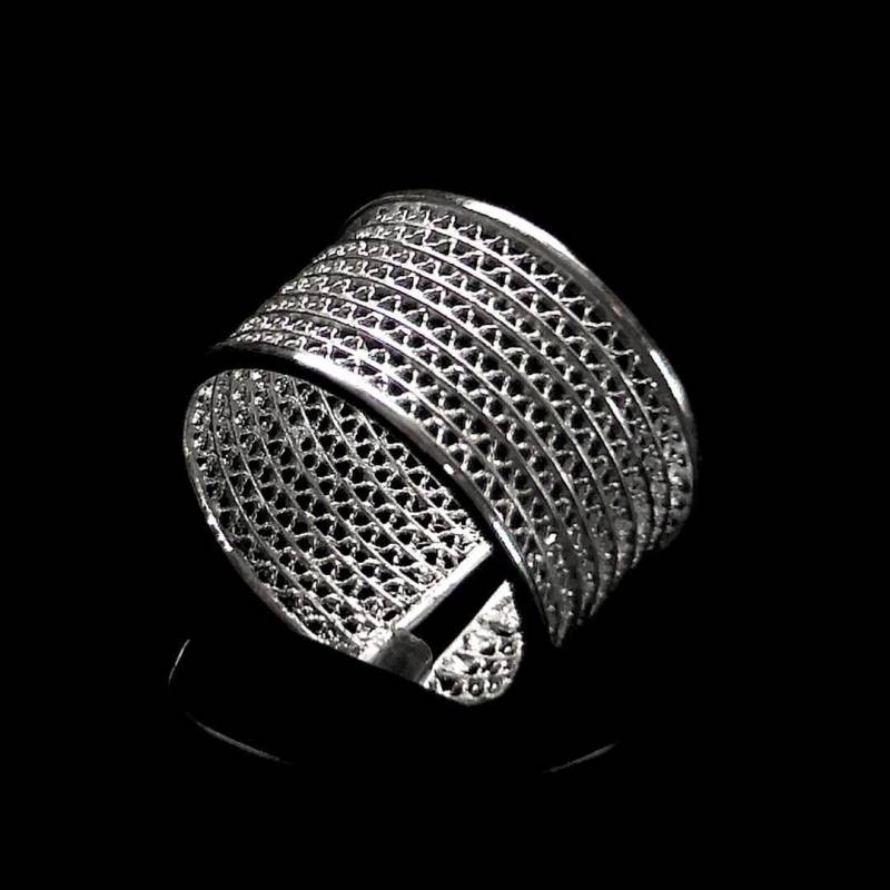 "Handgefertigter Filigraner Ring "Mond" - Sterling Silber Schmuck Geburtstagsgeschenk Mutter Geschenk" von LefkaraSilver