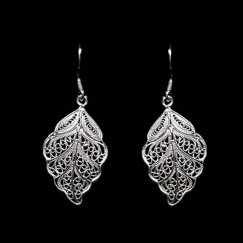"Handgemachte Filigrane Ohrringe "Riverleaf" - Sterling Silber Schmuck Geburtstagsgeschenk Mutter Geschenk" von LefkaraSilver