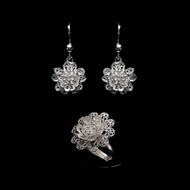 Handmade Filigree Set "Anemone" - Sterling Silber Schmuck Geburtstagsgeschenk Mutter Geschenk Cypern Schmuck." von LefkaraSilver