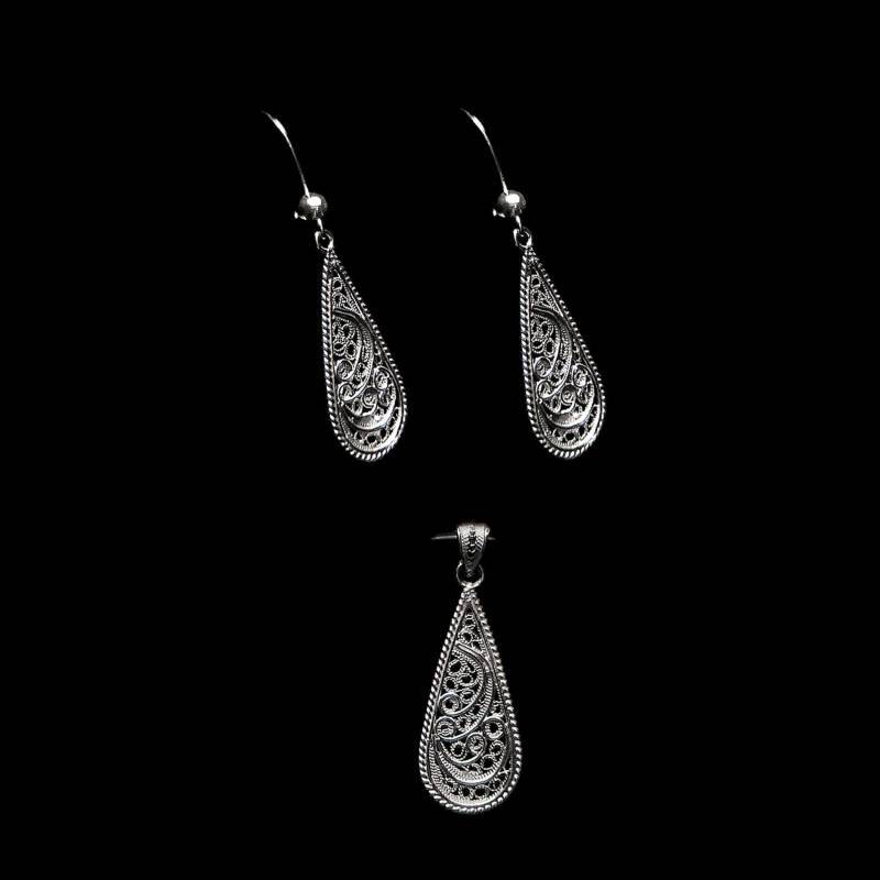 Handmade Filigree Set "Tropfen" - Sterling Silber Schmuck Geburtstagsgeschenk Mutter Geschenk Cypern Schmuck." von LefkaraSilver