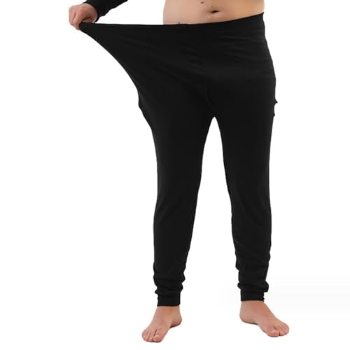 Left Girl 9XL Plus Size Herren Herbst Winter Reine Baumwolle Thermounterwäsche Thermohose Herren Lange Unterhosen Stretchbund,Schwarz,4XL von Left Girl