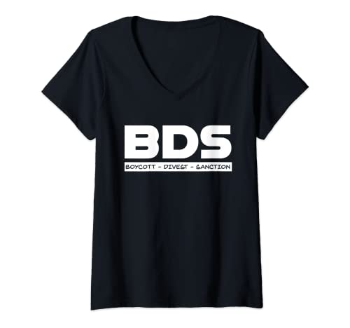 Damen BDS Boycott Divest Sanction Leftist Progressive Ideology T-Shirt mit V-Ausschnitt Damen BDS Boycott Divest Sanction Leftist Progressive Ideology T-Shirt mit V-Ausschnitt von Leftist Progressive Ideology Apparel