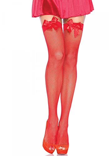 Leg Avenue Damen Fishnet Thigh Strumpfhose, rot, One Size von LEG AVENUE