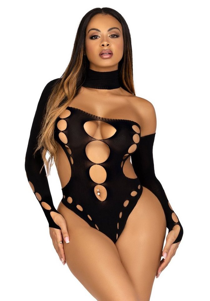 Leg Avenue Body Langarm Body mit Cut-outs - schwarz von Leg Avenue