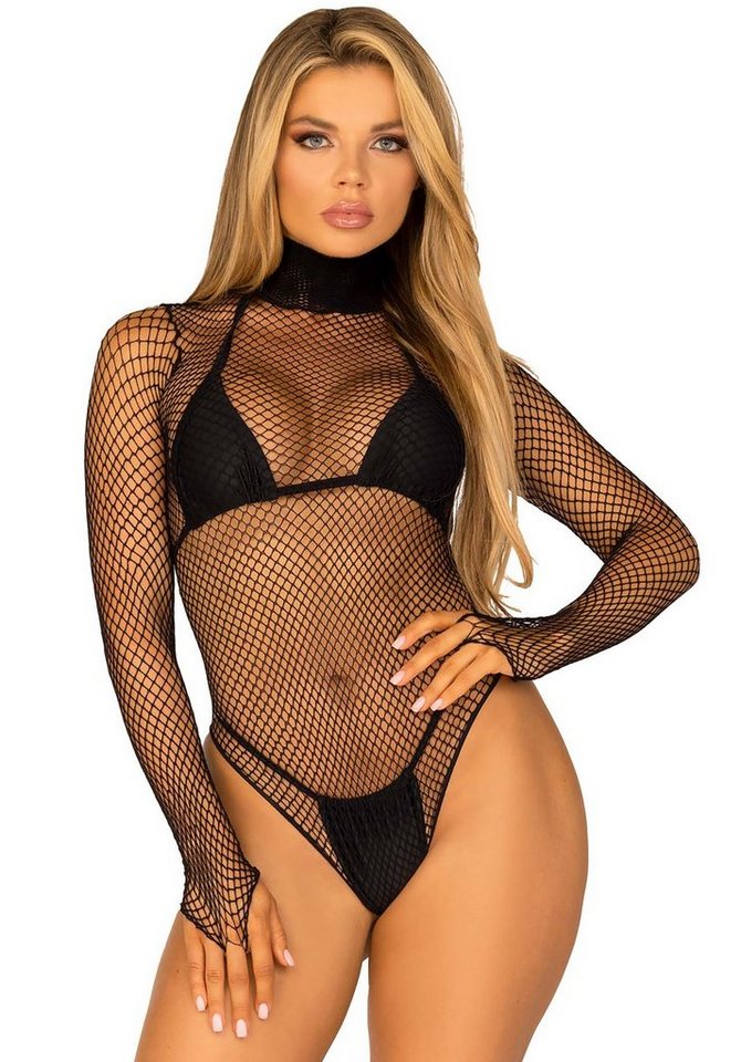 Leg Avenue Body Langarm Netz-Body - schwarz von Leg Avenue