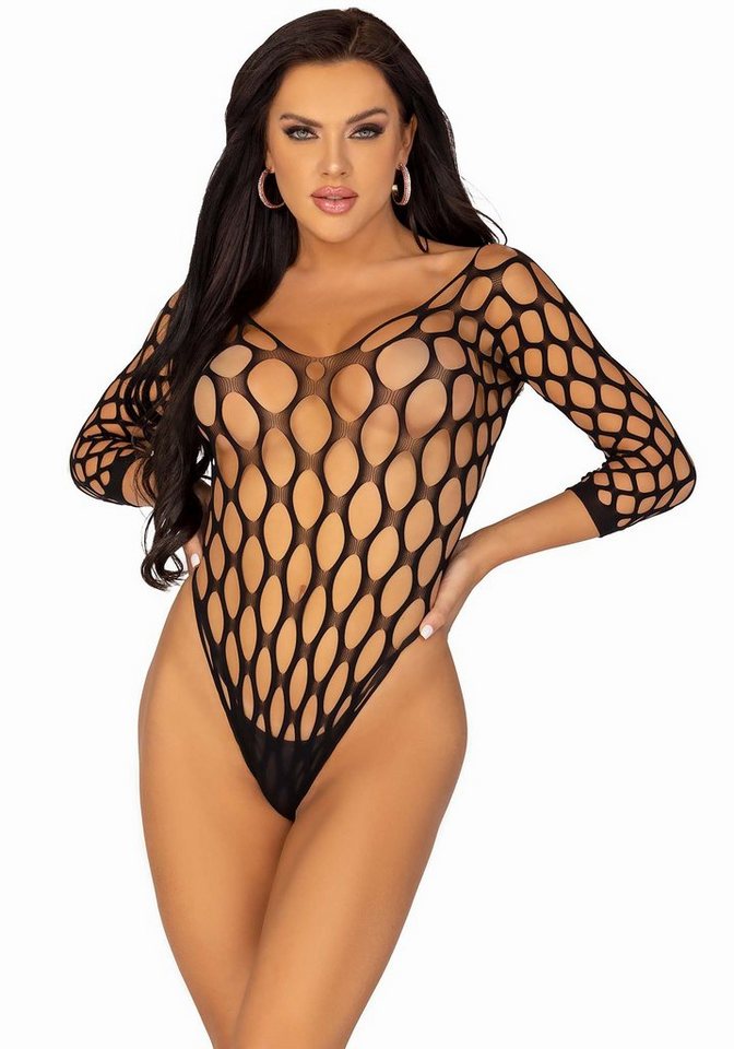 Leg Avenue Body Netz-Body Langarm - schwarz von Leg Avenue