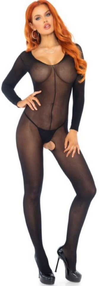 Leg Avenue Bodystocking Body Transparent mit langem Arm aus Nylon schwarz Größe 36 bis 40 0 DEN von Leg Avenue