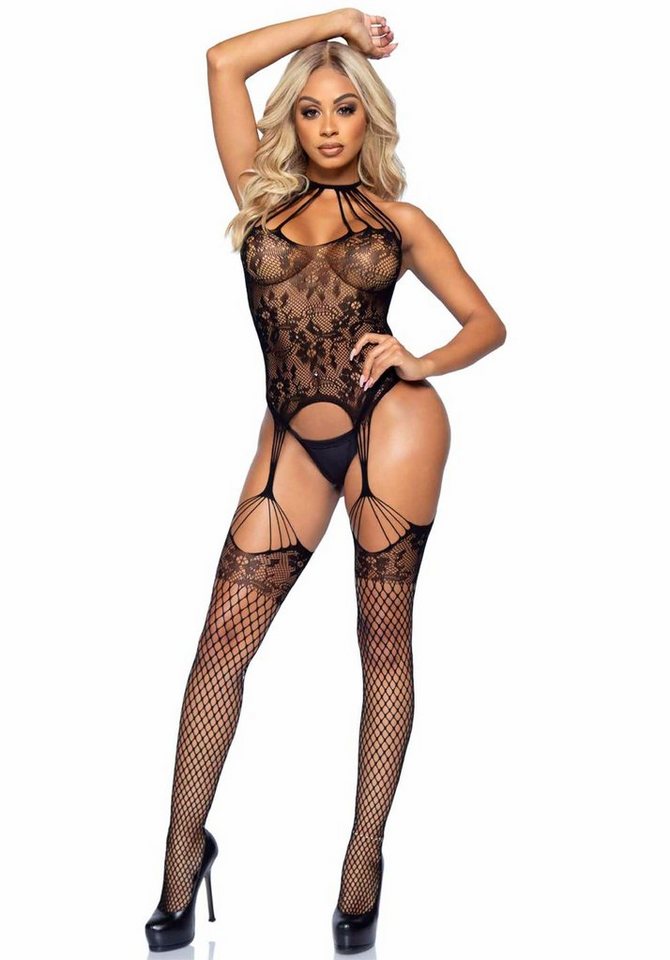 Leg Avenue Bodystocking Bodystocking im Straps-Look Netz - schwarz von Leg Avenue