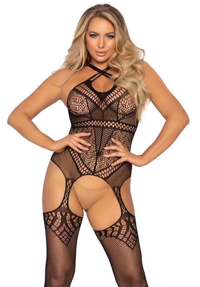 Leg Avenue Bodystocking Bodystocking mit überkreuzten Trägern - schwarz von Leg Avenue