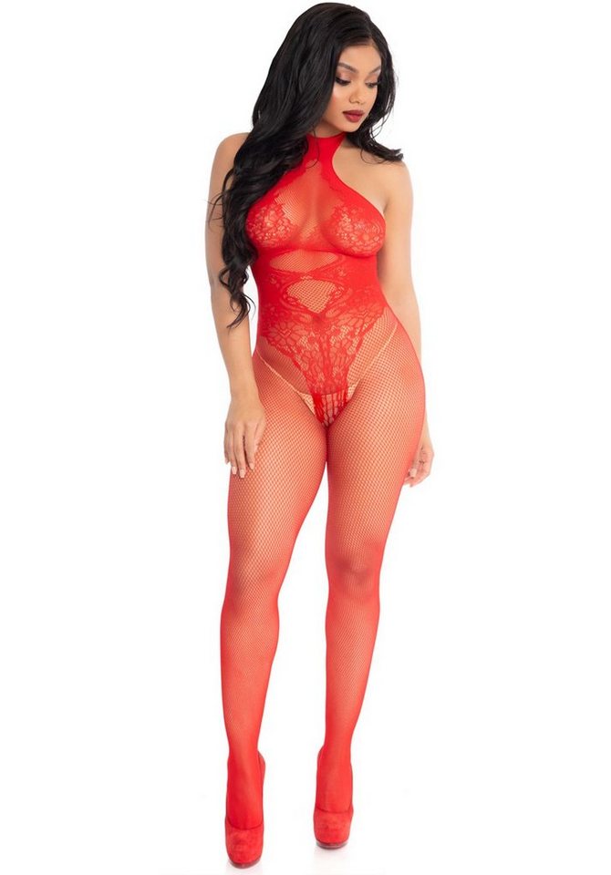 Leg Avenue Bodystocking Neckholder-Bodystocking Netz Bodystocking - rot von Leg Avenue