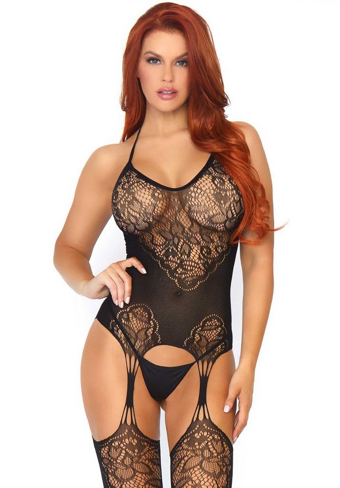 Leg Avenue Bodystocking Netz-Bodystocking - schwarz (1 St) transparenter Stoff von Leg Avenue