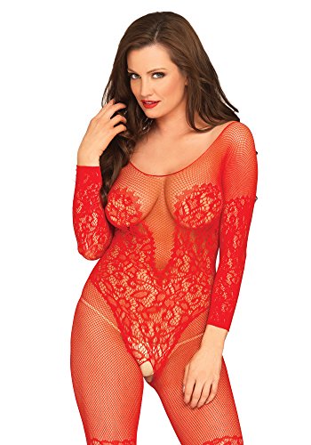 Leg Avenue Damen Vine lace and net Strumpfband, rot, Einheitsgröße von LEG AVENUE