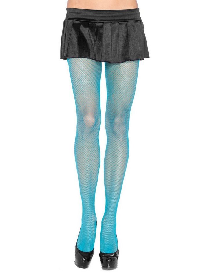Leg Avenue Feinstrumpfhose Klassische Netzstrumpfhose neonblau Unverzichtbares Accessoire für Damen, vielseitig kombinierbares Kost von Leg Avenue