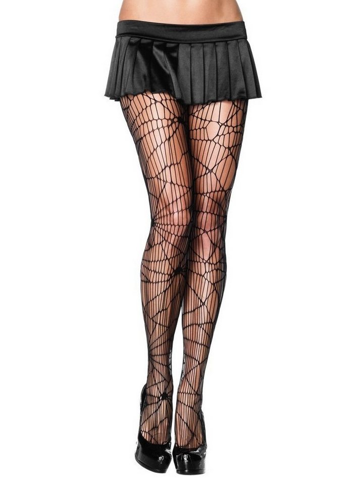 Leg Avenue Feinstrumpfhose Hexen Netzstrumpfhose - für Halloween Kostüm Damen Ausgefallene schwarze Strumpfhose für Damen von Leg Avenue