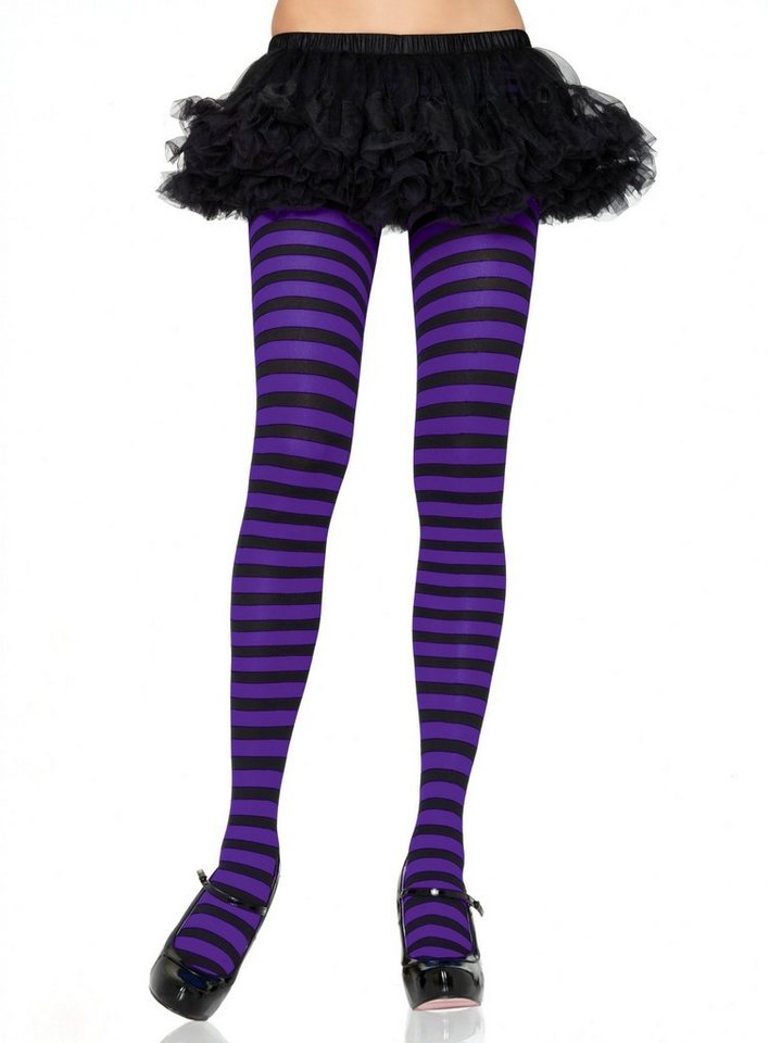 Leg Avenue Feinstrumpfhose Ringelstrumpfhose schwarz-violett Sinnlich verführerisches Accessoire, das Stil und Trend vereint von Leg Avenue