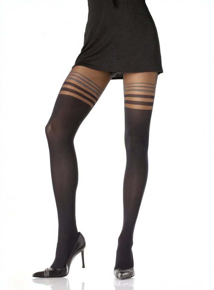 Leg Avenue Feinstrumpfhose Schwarze Strumpfhose mit Streifen-Muster Unverzichtbares Accessoire für Damen, vielseitig kombinierbares Kost von Leg Avenue