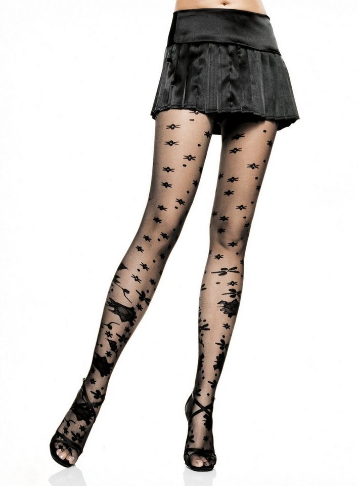 Leg Avenue Feinstrumpfhose Strumpfhose mit Blütenmuster Größe S-M Sinnlich verführerisches Accessoire, das Stil und Eleganz vereint von Leg Avenue
