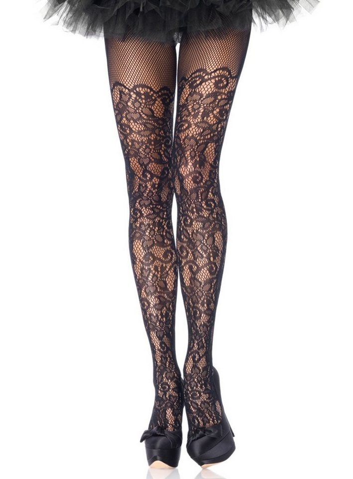 Leg Avenue Feinstrumpfhose Weinranken Netzstrumpfhose Bezaubernde Strumpfhose mit floralem Muster von Leg Avenue
