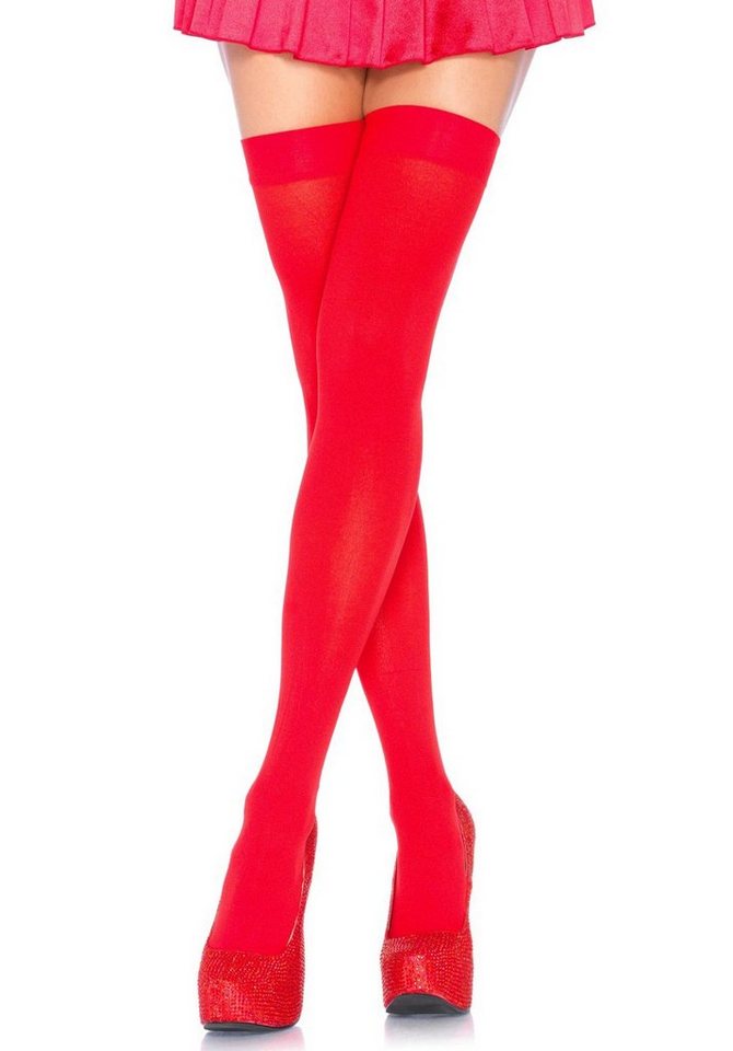 Leg Avenue Strapsstrümpfe Straps-Strümpfe - rot (1-Paar) transparent von Leg Avenue