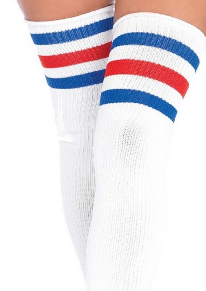 Leg Avenue Halterlose Strümpfe Overknees Strümpfe Weiß Blau Rot mit Querstreifen Einheitsgröße 36-40 Leg Avenue Halterlose Strümpfe Overknees Strümpfe Weiß Blau Rot mit Querstreifen Einheitsgröße 36-40 von Leg Avenue