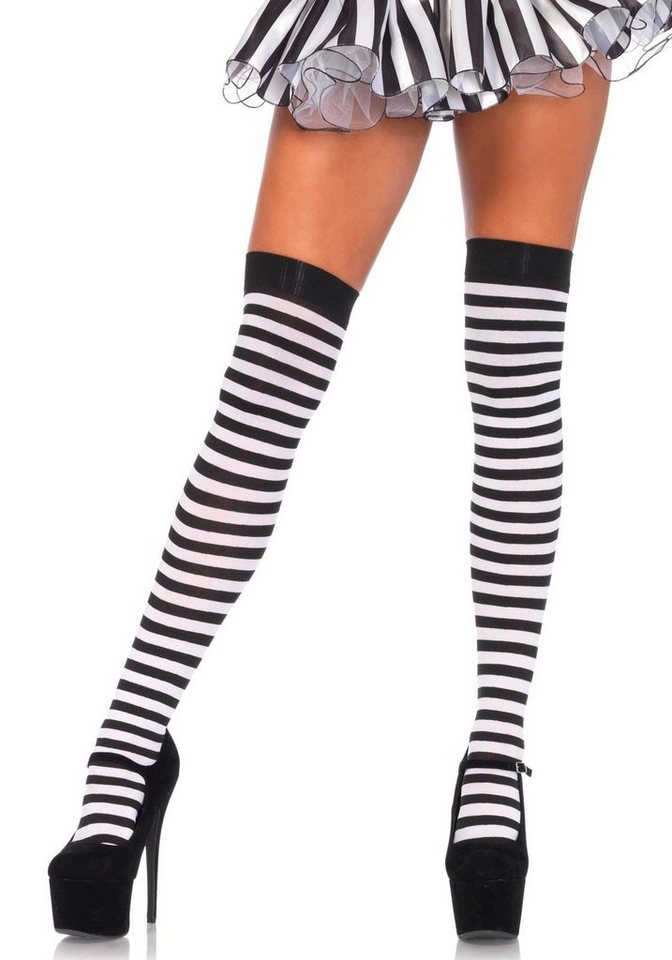 Leg Avenue Halterlose Strümpfe halterlose Strümpfe mit schwarz weißen Querstreifen Einheitsgröße Leg Avenue Halterlose Strümpfe halterlose Strümpfe mit schwarz weißen Querstreifen Einheitsgröße von Leg Avenue