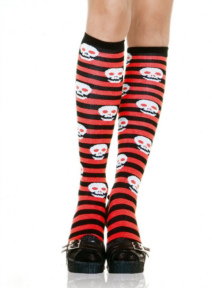 Leg Avenue Kniestrümpfe Totenkopf Kniestrümpfe für Halloween Kostüm Damen Stylisches Accessoire, das Stil und Trend vereint von Leg Avenue