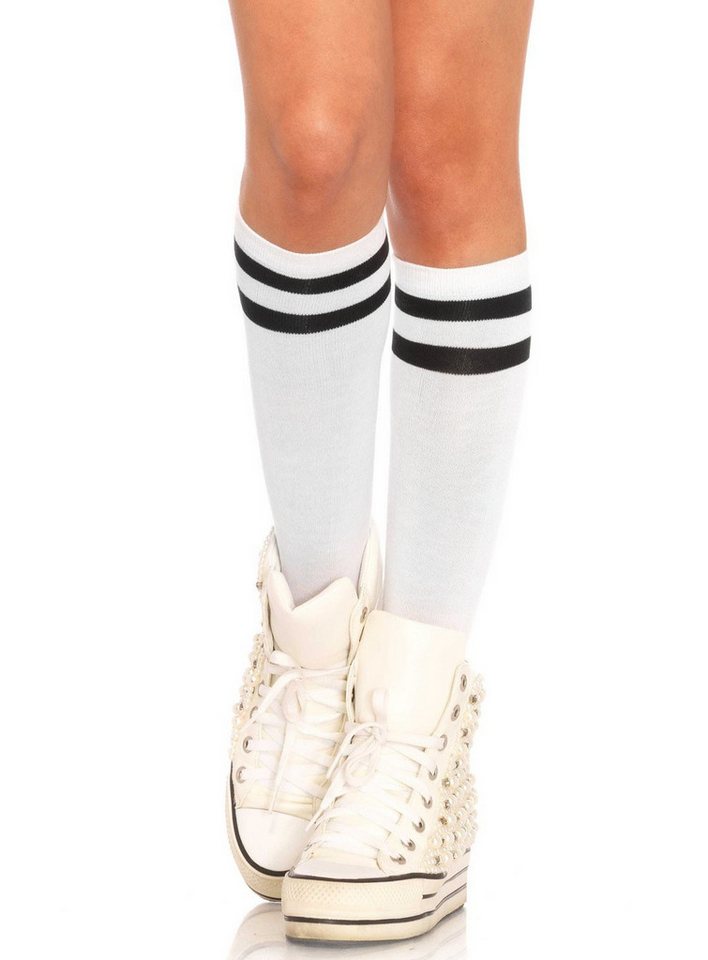 Leg Avenue Kniestrümpfe Sportstrümpfe weiß-schwarz Tennissocken - eleganter als ihr Ruf! von Leg Avenue