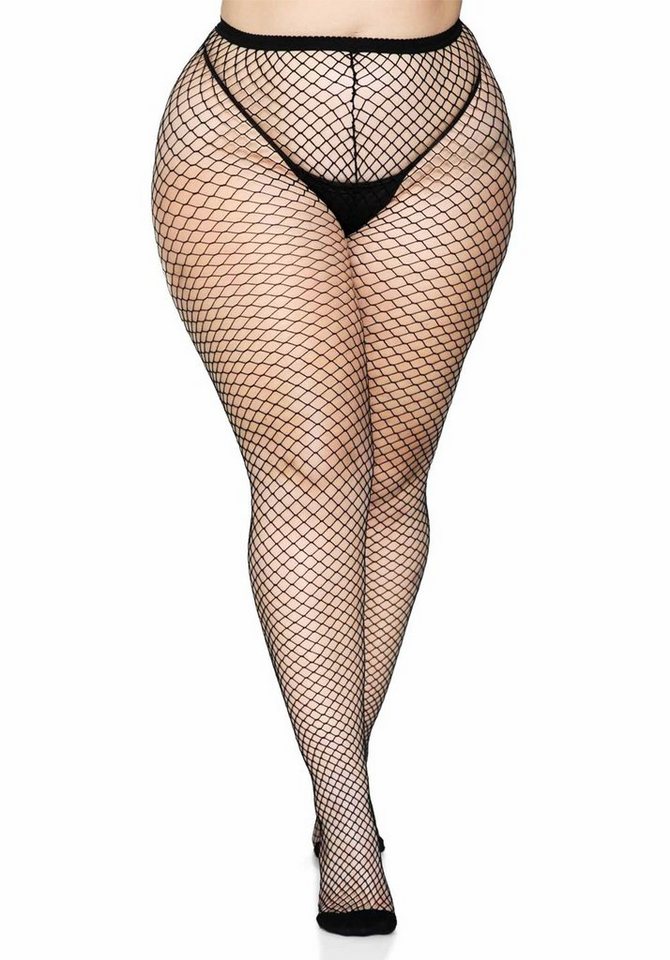 Leg Avenue Netzstrumpfhose Netz-Strumpfhose Queensize - schwarz (1 St) aus elastischem Netz-Stoff von Leg Avenue