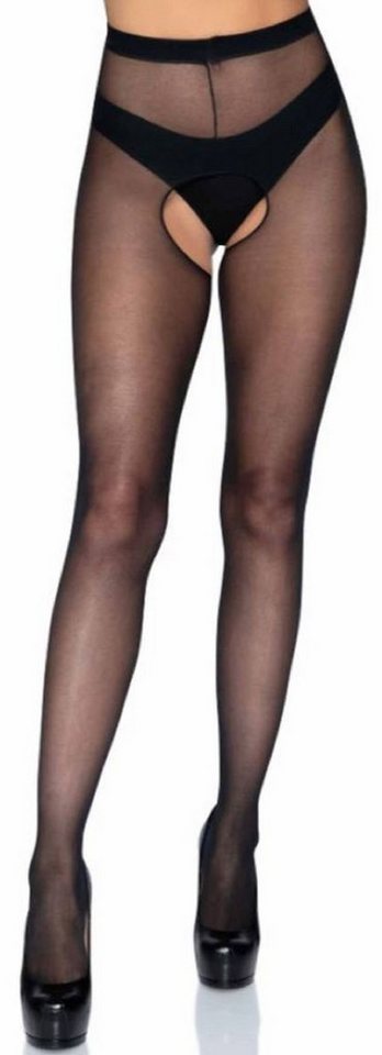 Leg Avenue Ouvert Strumpfhose Damen Strumpfhose mit offenem Schritt ouvert in schwarz transparent Einheitsgröße ca. 36 bis 40 15 DEN von Leg Avenue