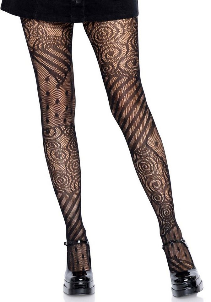 Leg Avenue Ouvert Strumpfhose Netz-Strumpfhose mit verschiedenen Mustern - schwarz (1 St) elastischer Netz-Stoff von Leg Avenue