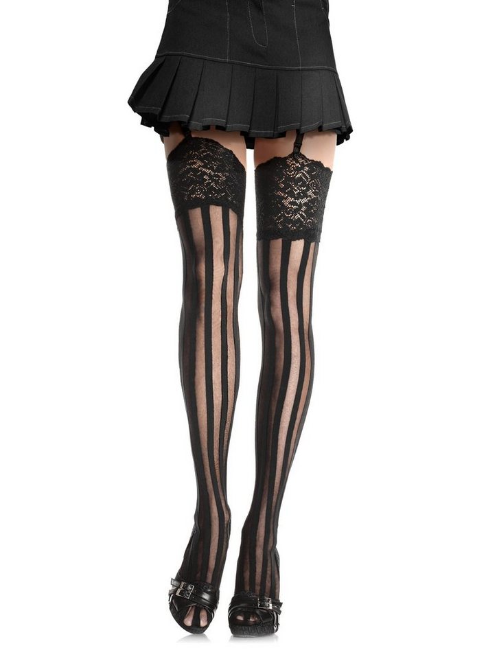 Leg Avenue Overknees Halterlose Strümpfe gestreift Sinnlich verführerisches Accessoire, das Stil und Eleganz vereint von Leg Avenue